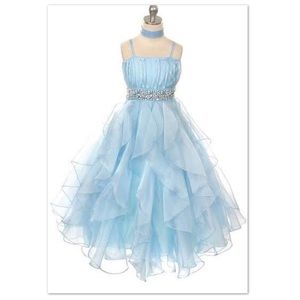 Light Blue Organza Long Gown Dress (Youth)